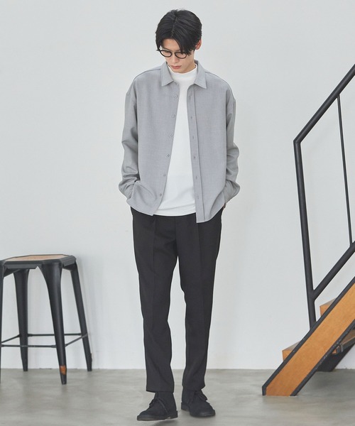 ESSENTIALS WARDROBE(エッセンシャルワードローブ)の「TRメランジポリストレッチ長袖シャツ(シャツ/ブラウス・メンズ・ブラック/杢グレー/ネイビー・L/M/S/XL)」の20枚目の写真