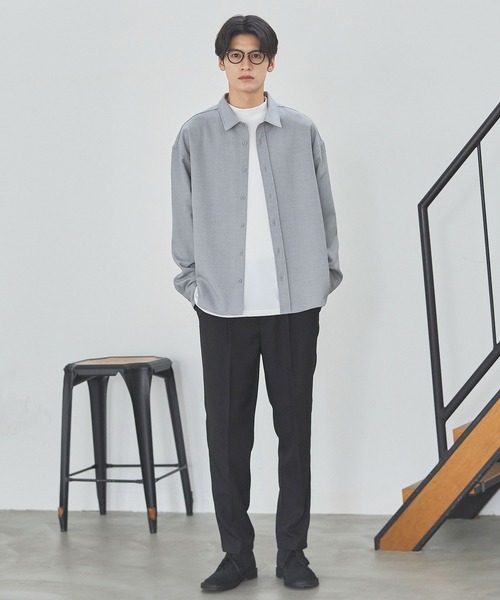 ESSENTIALS WARDROBE(エッセンシャルワードローブ)の「TRメランジポリストレッチ長袖シャツ(シャツ/ブラウス・メンズ・ブラック/杢グレー/ネイビー・L/M/S/XL)」の17枚目の写真