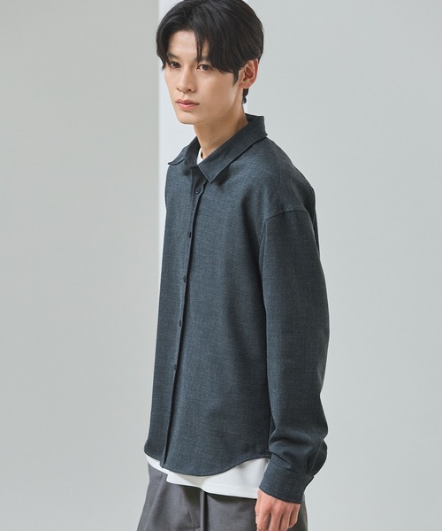 TRメランジポリストレッチ長袖シャツ（シャツ/ブラウス）｜ESSENTIALS