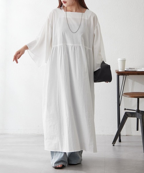 couchu.me(クーシュミー)の「【couchu.me】コットンワンピース(ワンピース・レディース・アイボリー/ブラック/モカ・FREE)」の6枚目の写真