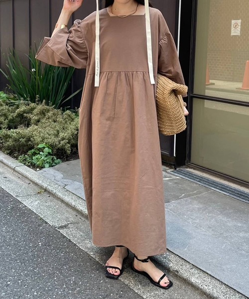 couchu.me(クーシュミー)の「【couchu.me】コットンワンピース(ワンピース・レディース・アイボリー/ブラック/モカ・FREE)」の18枚目の写真