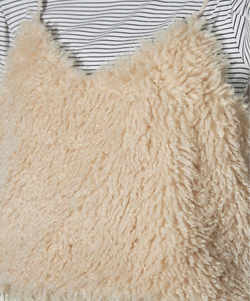 each（イーチ）の「もこもこボアキャミビスチェ（ベスト・レディース・ブラック/アイボリー/グレー・FREE）」の18枚目の写真