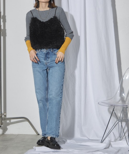 each（イーチ）の「もこもこボアキャミビスチェ（ベスト・レディース・ブラック/アイボリー/グレー・FREE）」の14枚目の写真