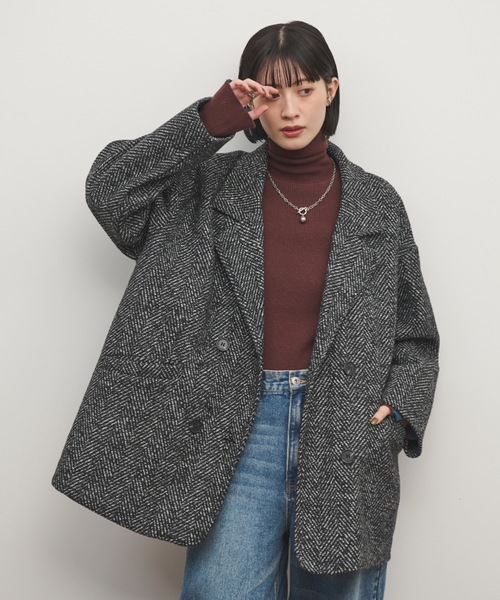 ヘリンボーンオーバージャケット（テーラードジャケット）｜Shelly