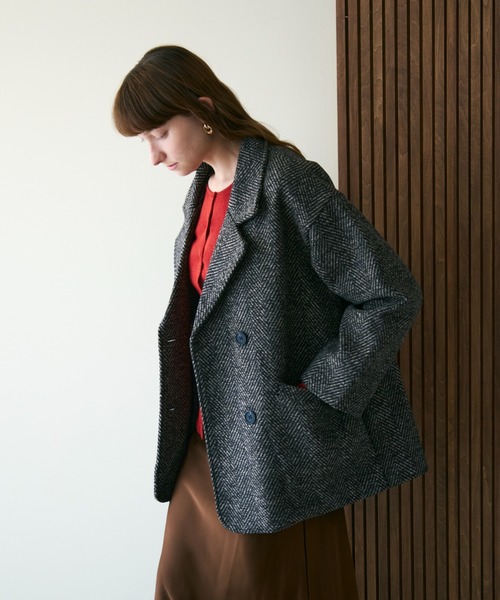 ヘリンボーンオーバージャケット（テーラードジャケット）｜Shelly