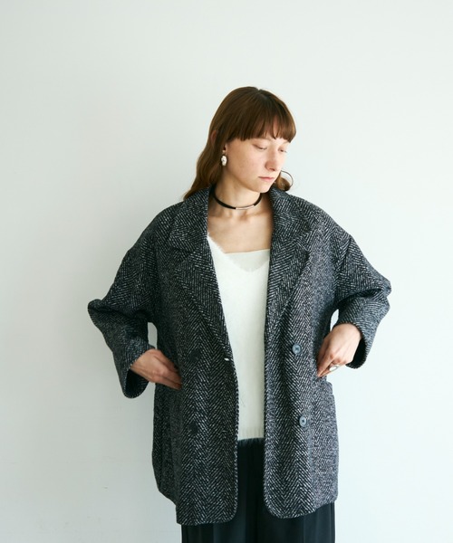 ヘリンボーンオーバージャケット（テーラードジャケット）｜Shelly