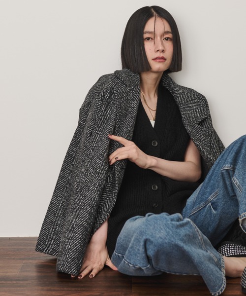 ヘリンボーンオーバージャケット（テーラードジャケット）｜Shelly