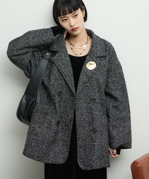 ヘリンボーンオーバージャケット（テーラードジャケット）｜Shelly