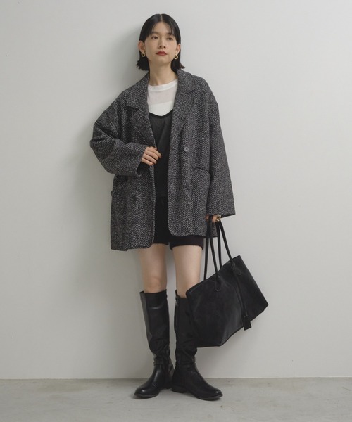 ヘリンボーンオーバージャケット（テーラードジャケット）｜Shelly