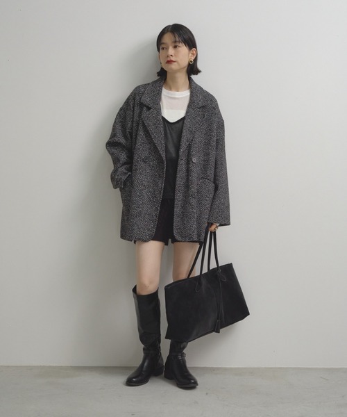 ヘリンボーンオーバージャケット（テーラードジャケット）｜Shelly