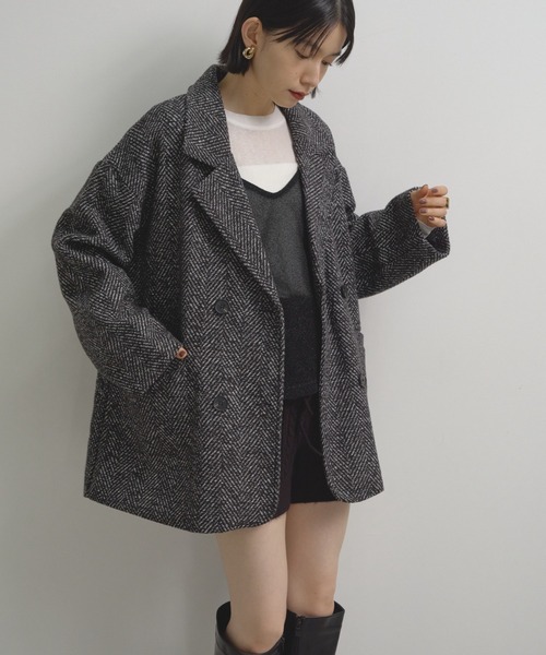 セール】ヘリンボーンオーバージャケット（テーラードジャケット