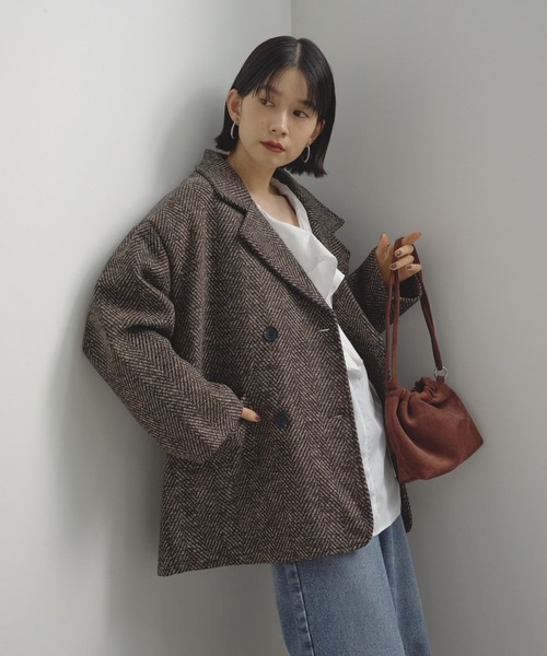 セール】ヘリンボーンオーバージャケット（テーラードジャケット