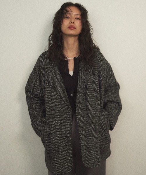 ヘリンボーンオーバージャケット（テーラードジャケット）｜Shelly