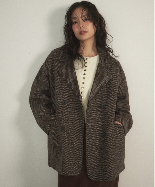 セール】ヘリンボーンオーバージャケット（テーラードジャケット