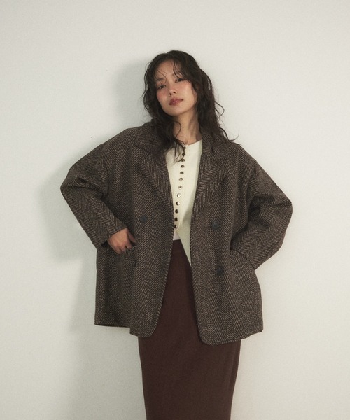 ヘリンボーンオーバージャケット（テーラードジャケット）｜Shelly