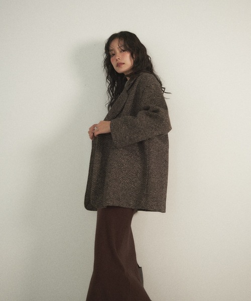 ヘリンボーンオーバージャケット（テーラードジャケット）｜Shelly