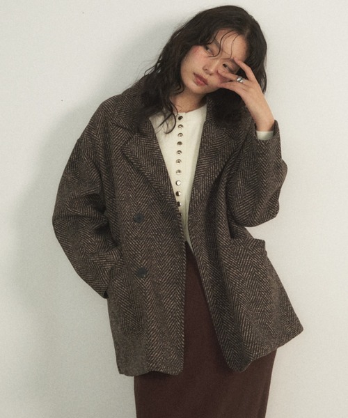 セール】ヘリンボーンオーバージャケット（テーラードジャケット