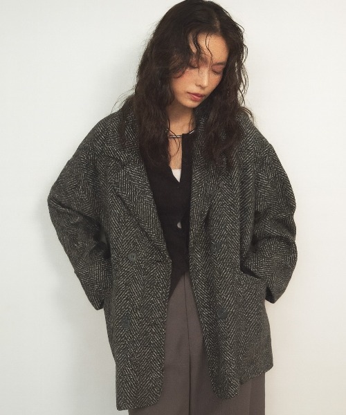 ヘリンボーンオーバージャケット（テーラードジャケット）｜Shelly