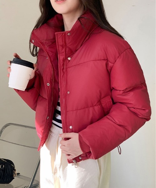 kirakiraShop(キラキラショップ)の「スタンドカラー コンパクト ダウン ジャケット(ダウンジャケット/コート・レディース・オリーブ/レッド/ブラウン/ホワイト/ブラック・S/M/L)」の11枚目の写真