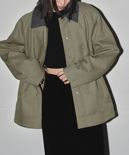 TODAYFUL(トゥデイフル)の「【TODAYFUL/トゥデイフル】Houndstooth Raglan Jacket/ハウンドトゥースラグランジャケット(ブルゾン・レディース・オリーブ・36/38)」の1枚目の写真