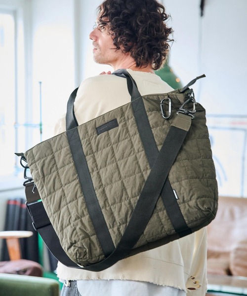 ☆ADAMPATEK☆square quilt shoulder tote bag/スクエアキルトビッグ