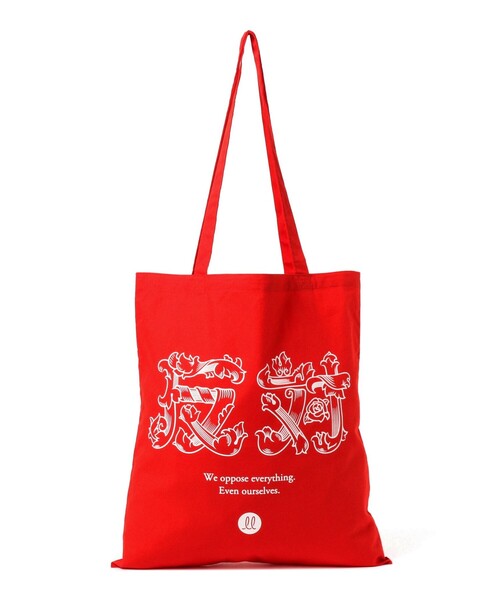 TOKYO CULTUART by BEAMS（トウキョウカルチャートバイビームス）の「来夢来人(天久聖一) / 反対 Tote Bag（トートバッグ・メンズ・イエロー/レッド・ONE SIZE）」の3枚目の写真