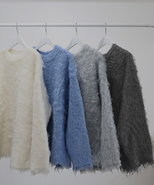 モヘアタッチシャギーオーバーサイズニットプルオーバー（ニット/セーター）｜Mili affinity（ミリアフィニティー）