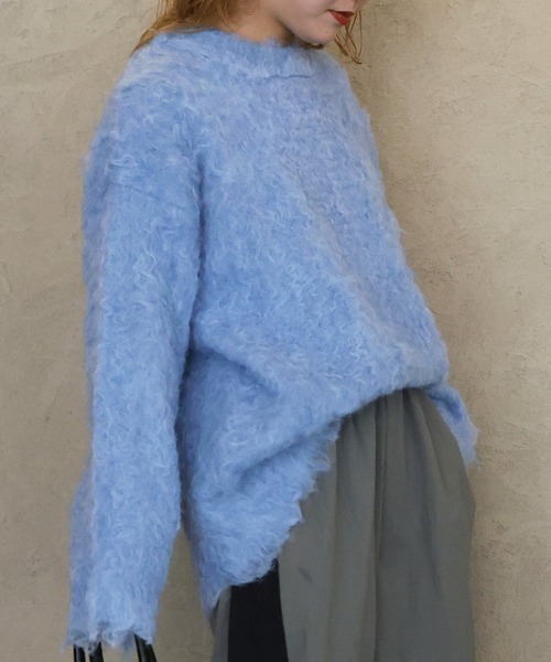 モヘアタッチシャギーオーバーサイズニットプルオーバー（ニット/セーター）｜Mili affinity（ミリアフィニティー）