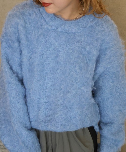 モヘアタッチシャギーオーバーサイズニットプルオーバー（ニット/セーター）｜Mili affinity（ミリアフィニティー）