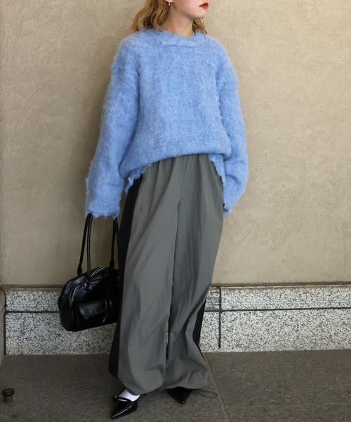 モヘアタッチシャギーオーバーサイズニットプルオーバー（ニット/セーター）｜Mili affinity（ミリアフィニティー）