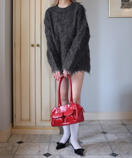 モヘアタッチシャギーオーバーサイズニットプルオーバー（ニット/セーター）｜Mili affinity（ミリアフィニティー）