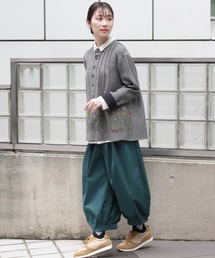 コットンポリエステルツイルバイオ加工ボリュームパンツ