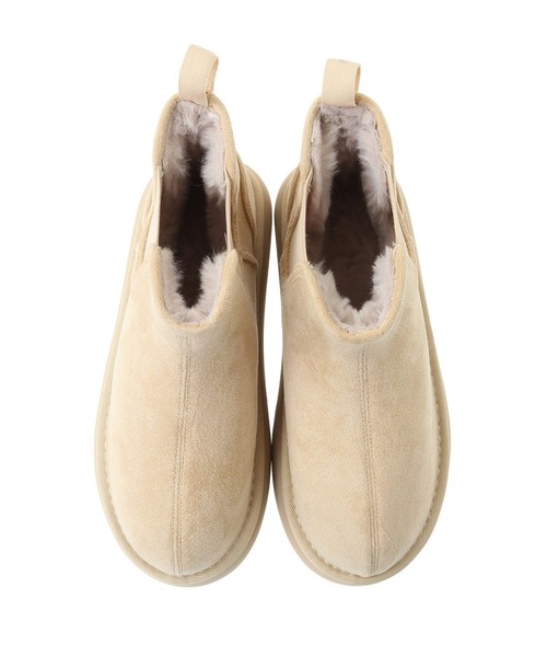 Green　Parks（グリーンパークス）の「RUPIS.サイドゴア厚底ムートンブーツ（ブーツ・レディース・ベージュ/ブラック・S/L/M）」の3枚目の写真