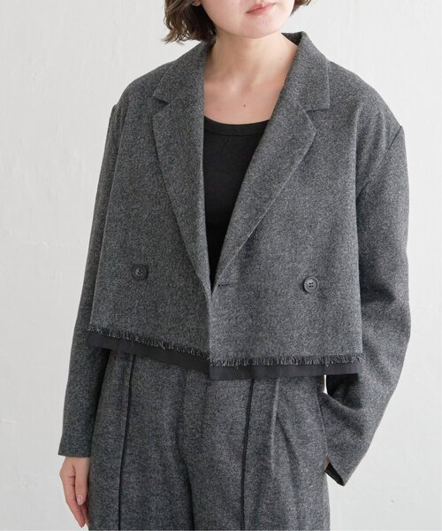 notch.（ノッチ）の「【セットアップ対応】ショートパイピングジャケット（テーラードジャケット・レディース・ブラック/ブラウン/チャコール・M）」の3枚目の写真