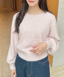 ラメフェザーニット