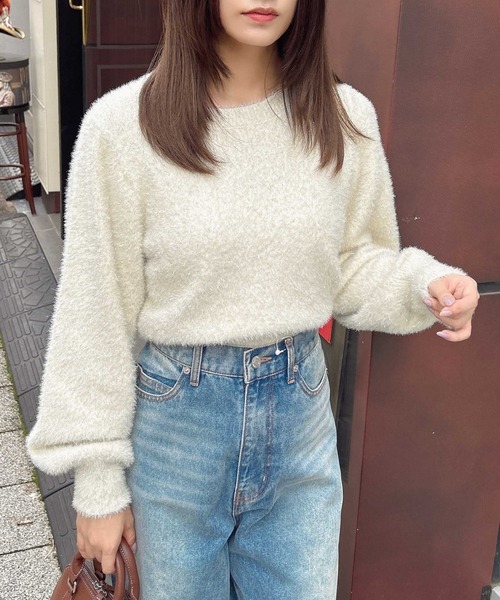 INGNI（イング）の「ラメフェザーニット（ニット/セーター・レディース・ブラック/アイボリー/グレー/ピンク・M）」の15枚目の写真