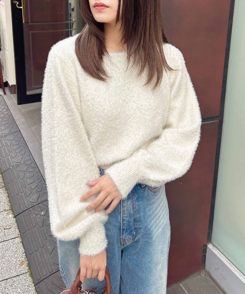 INGNI（イング）の「ラメフェザーニット（ニット/セーター・レディース・ブラック/アイボリー/グレー/ピンク・M）」の16枚目の写真