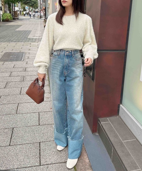 INGNI（イング）の「ラメフェザーニット（ニット/セーター・レディース・ブラック/アイボリー/グレー/ピンク・M）」の19枚目の写真