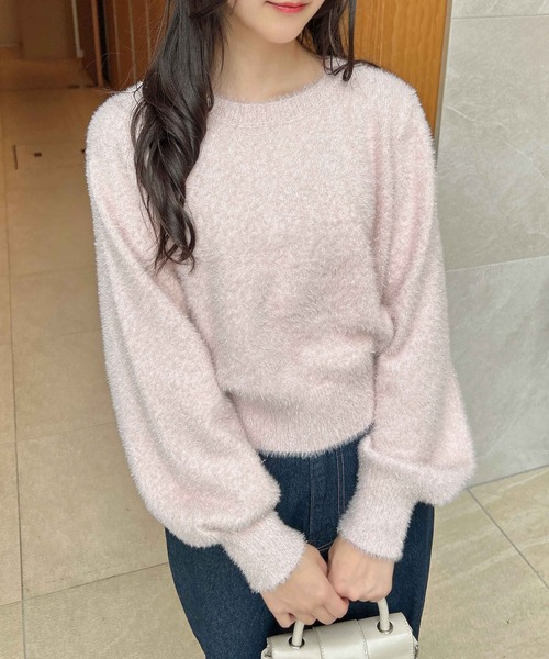 INGNI（イング）の「ラメフェザーニット（ニット/セーター・レディース・ブラック/アイボリー/グレー/ピンク・M）」の9枚目の写真