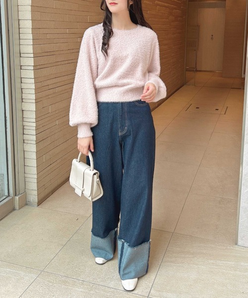 INGNI（イング）の「ラメフェザーニット（ニット/セーター・レディース・ブラック/アイボリー/グレー/ピンク・M）」の12枚目の写真