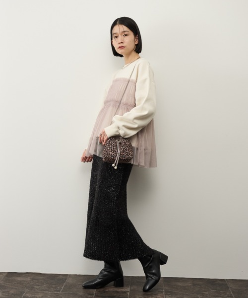 Shelly island（シェリーアイランド）の「チュールドッキングプルオーバー（スウェット・レディース・ホワイト/チャコールグレー・FREE）」の10枚目の写真