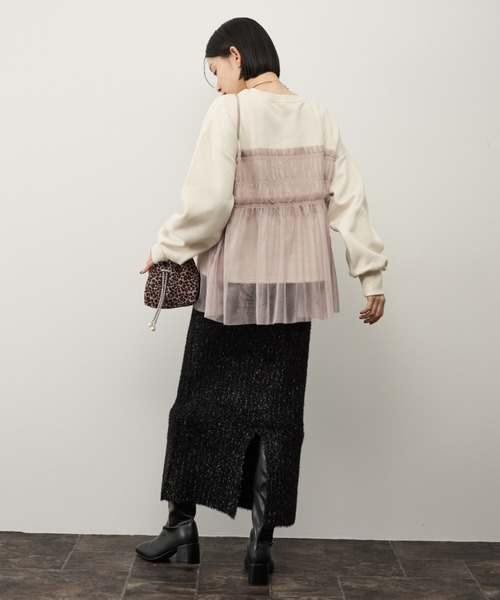 Shelly island（シェリーアイランド）の「チュールドッキングプルオーバー（スウェット・レディース・ホワイト/チャコールグレー・FREE）」の12枚目の写真