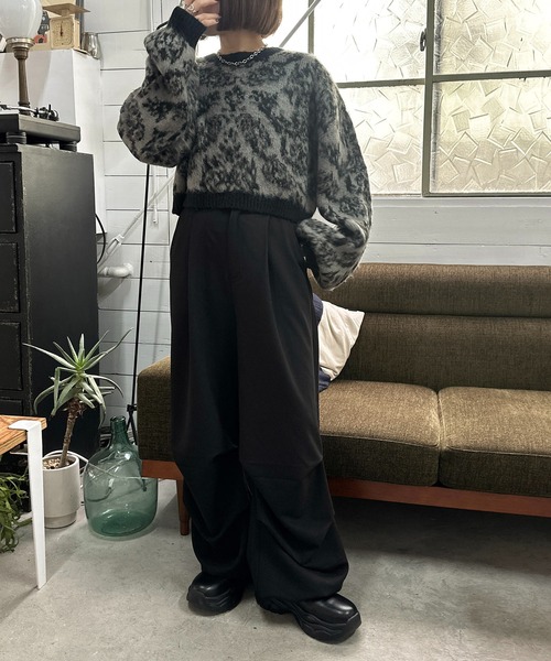 apres jour mignon(アプレジュールミニョン)の「ダマスク柄ニット【ZOZOTOWN限定アイテム】(ニット/セーター・レディース・アイボリー/ブラック/パープル・X-LARGE/フリー)」の11枚目の写真