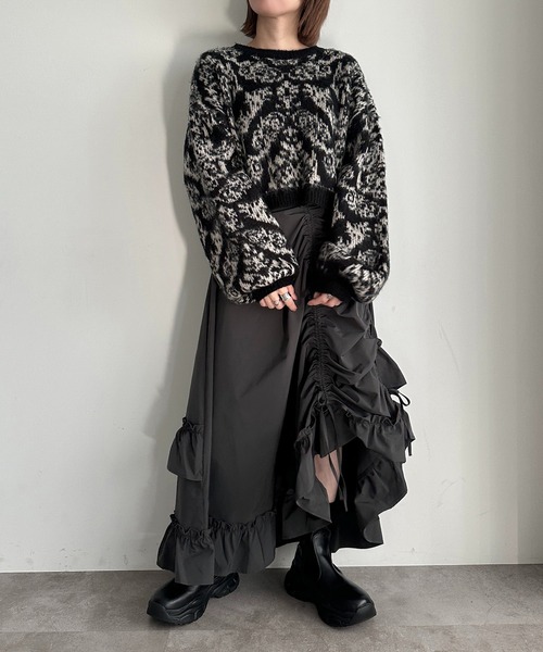 apres jour mignon(アプレジュールミニョン)の「ダマスク柄ニット【ZOZOTOWN限定アイテム】(ニット/セーター・レディース・アイボリー/ブラック/パープル・X-LARGE/フリー)」の20枚目の写真