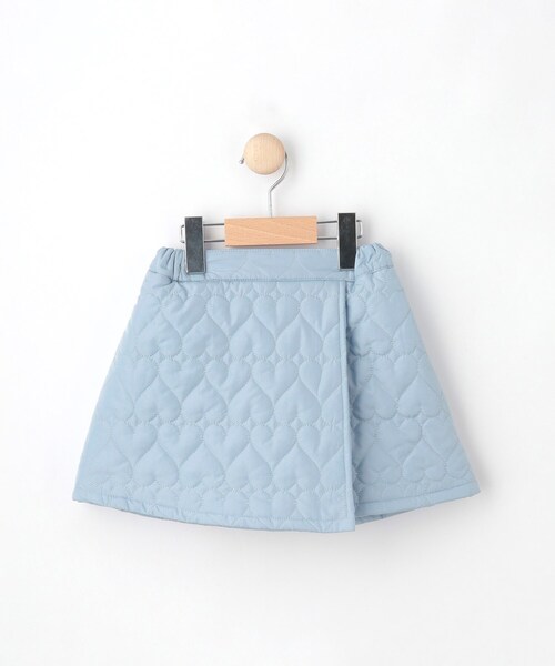 SHOO・LA・RUE(シューラルー)の「◆【110-140cm】ハートキルトラップ風スカート(スカート・キッズ・サックスブルー/ブラック・14/13/12/11)」の1枚目の写真