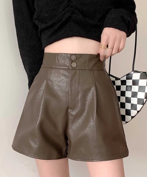 SPIGA（スピーガ）の「ﾊｲｳｴｽﾄﾀｯｸﾚｻﾞｰｼｮｰﾄﾊﾟﾝﾂ（その他パンツ・レディース・ブラウン/ブラック・SMALL/MEDIUM/LARGE）」の7枚目の写真