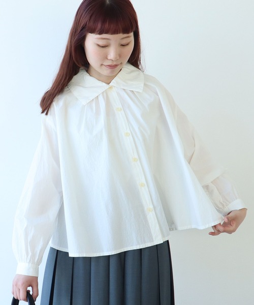 bulle de savon（ビュルデサボン）の「80/タイプライター スモックブラウス（シャツ/ブラウス・レディース・レモンイエロー/ブルーグレー/ホワイト・FREE）」の2枚目の写真