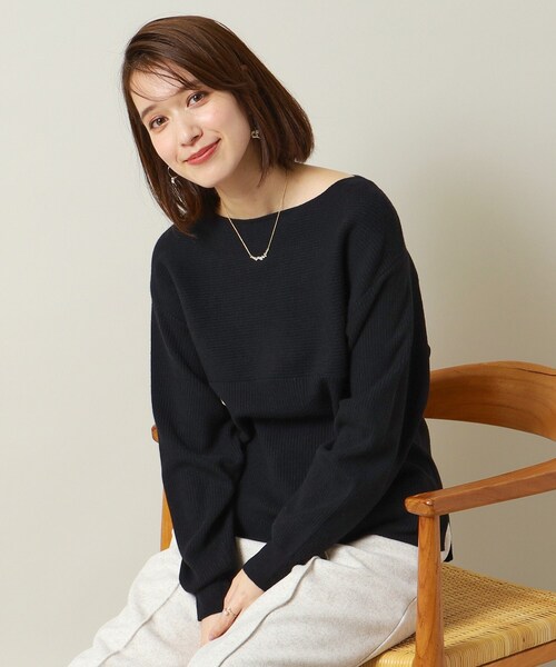 ITS'DEMO（イッツデモ）の「◆【通勤／手洗い可】リブ切替ニット（ニット/セーター・レディース・アイボリー/ブラック/ブルーグリーン/サンドベージュ/ワインレッド・00）」の2枚目の写真