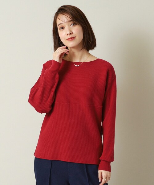 ITS'DEMO（イッツデモ）の「◆【通勤／手洗い可】リブ切替ニット（ニット/セーター・レディース・アイボリー/ブラック/ブルーグリーン/サンドベージュ/ワインレッド・00）」の5枚目の写真