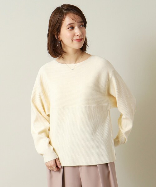 ITS'DEMO（イッツデモ）の「◆【通勤／手洗い可】リブ切替ニット（ニット/セーター・レディース・アイボリー/ブラック/ブルーグリーン/サンドベージュ/ワインレッド・00）」の6枚目の写真